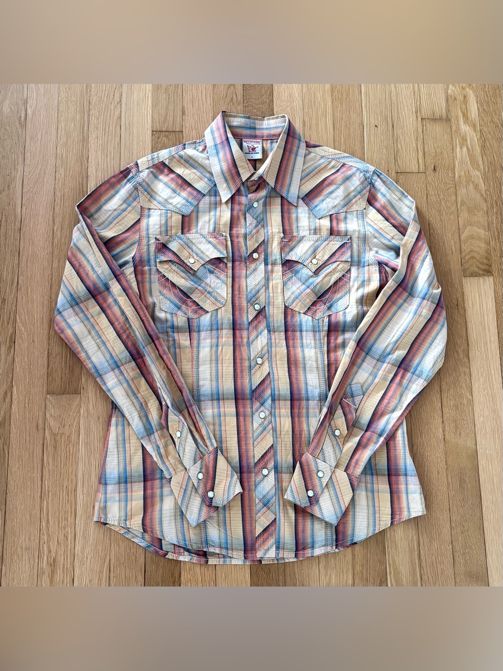 Vintage True Religion Shirt Pearl Snap Western Button Down Plaid Large India